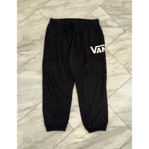 Vans Adult Size Large Sweatpants Black Relaxed Fit Super Soft Fleece Comfy Pants